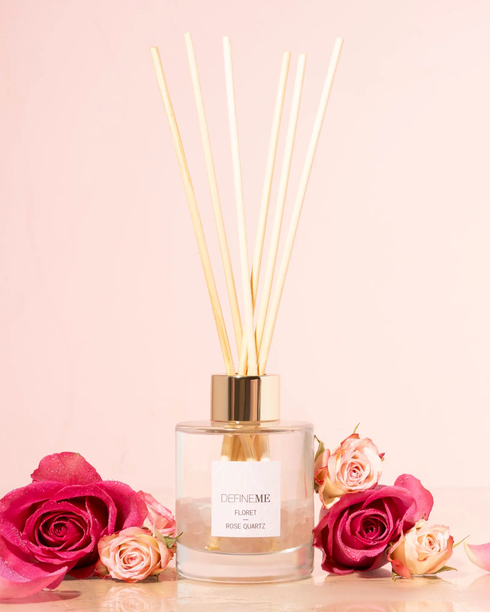 DefineMe Floret - Rose Quartz Crystal Infused Reed Diffuser