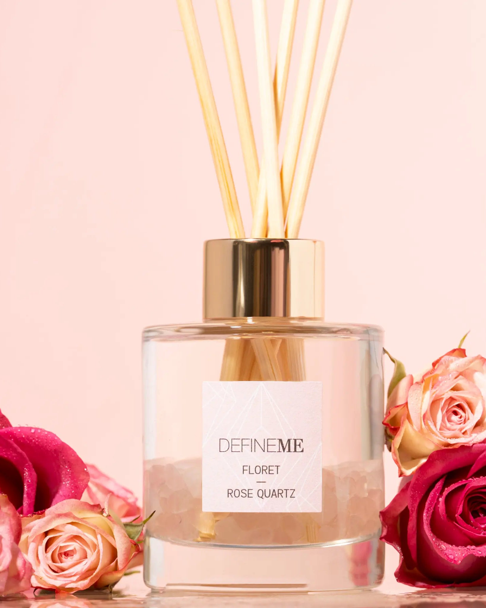 DefineMe Floret - Rose Quartz Crystal Infused Reed Diffuser