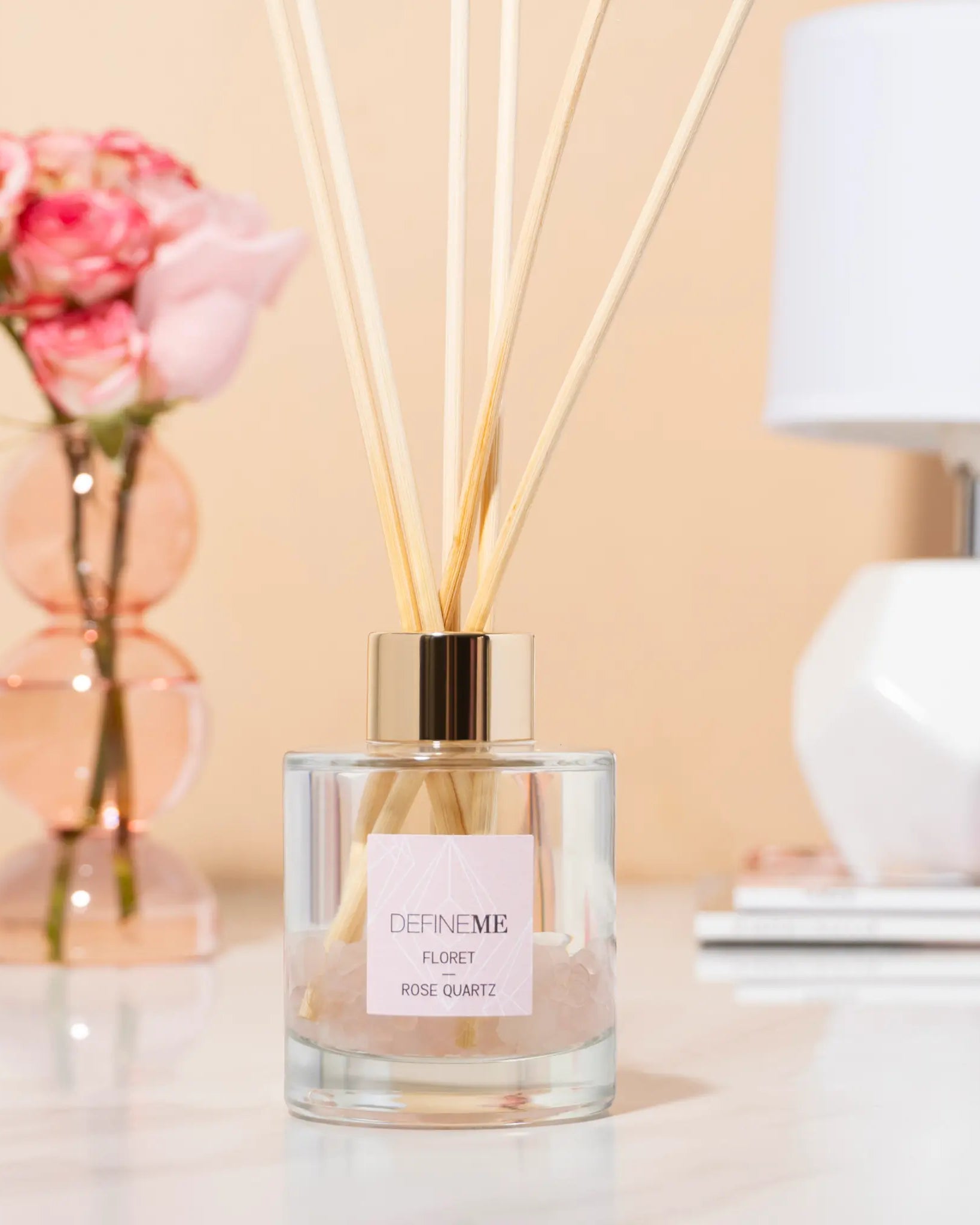 DefineMe Floret - Rose Quartz Crystal Infused Reed Diffuser