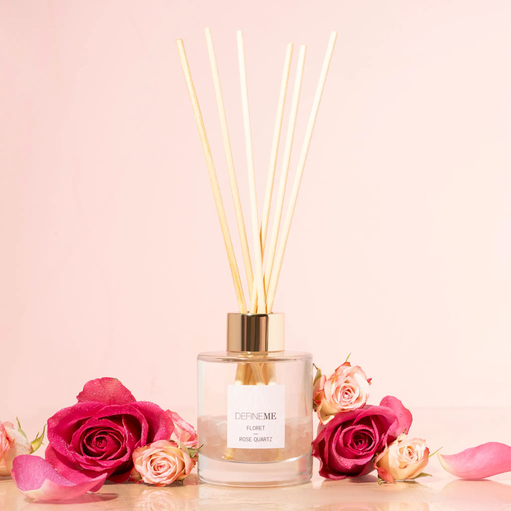 DefineMe Floret - Rose Quartz Crystal Infused Reed Diffuser