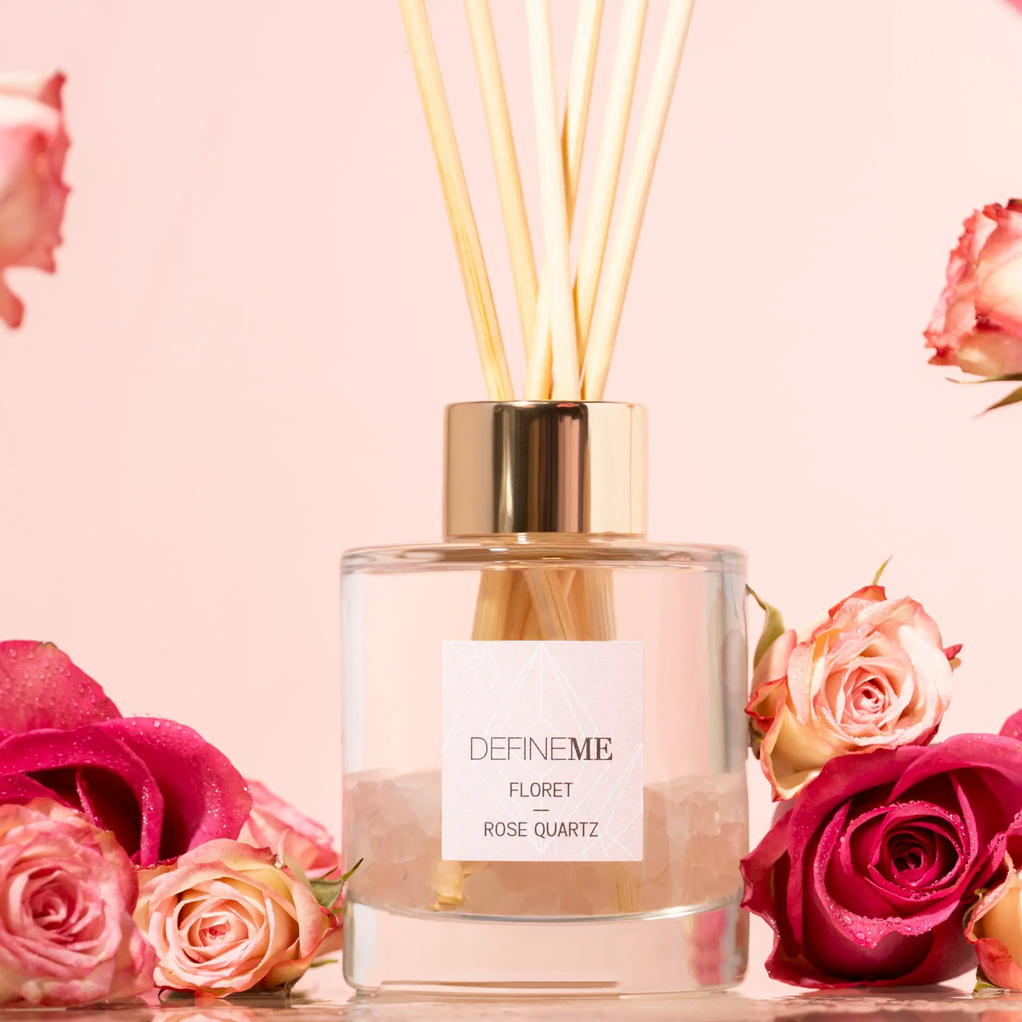 DefineMe Floret - Rose Quartz Crystal Infused Reed Diffuser