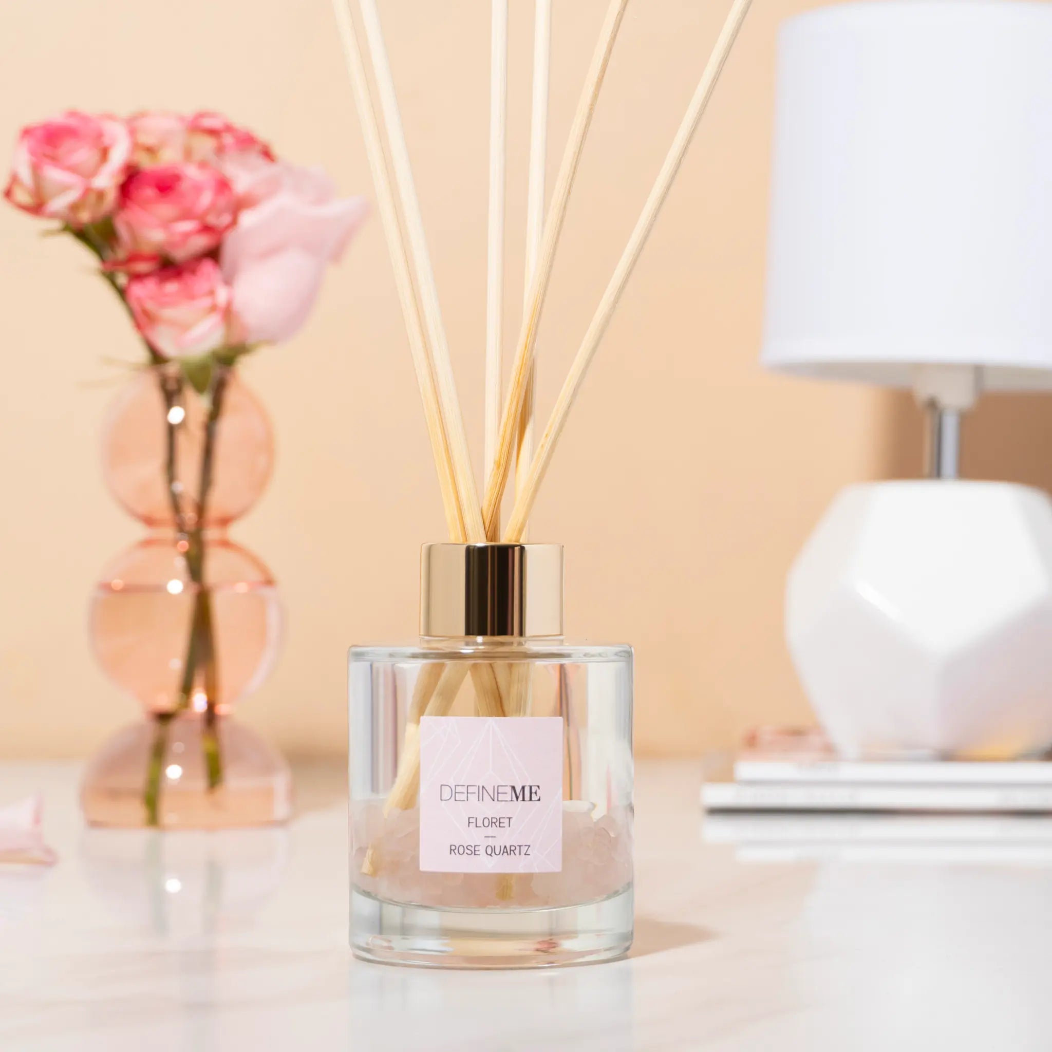 DefineMe Floret - Rose Quartz Crystal Infused Reed Diffuser