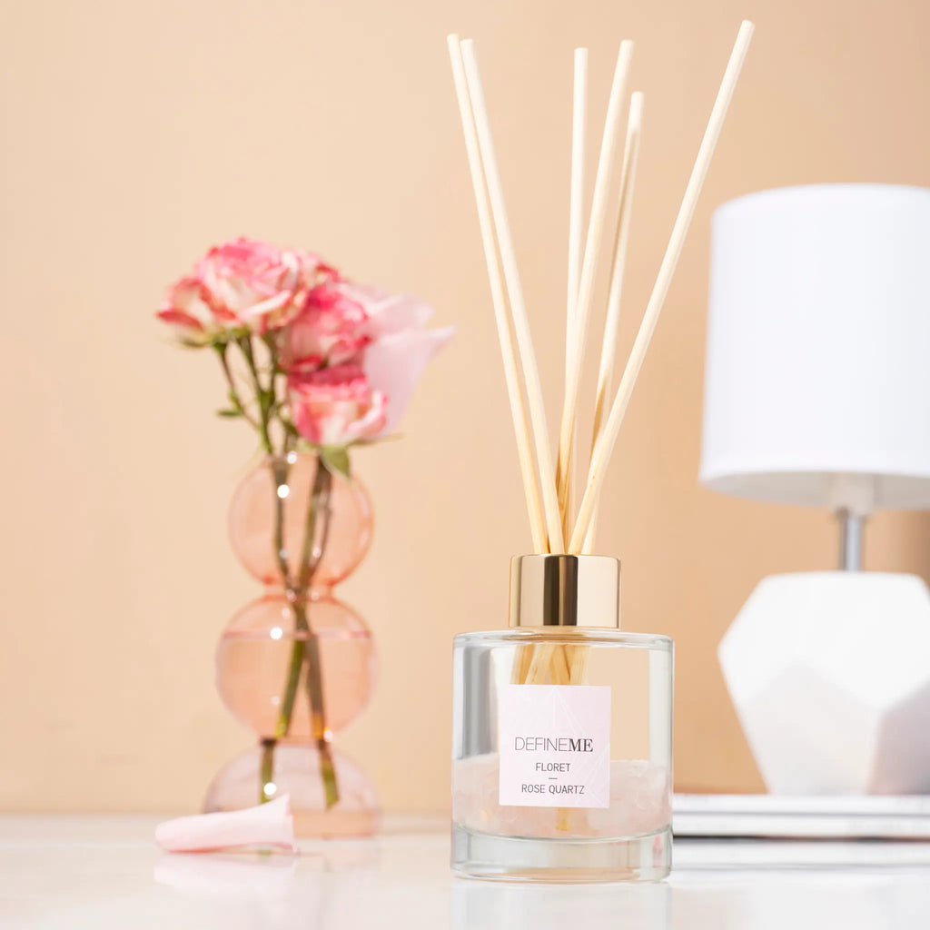 DefineMe Floret - Rose Quartz Crystal Infused Reed Diffuser